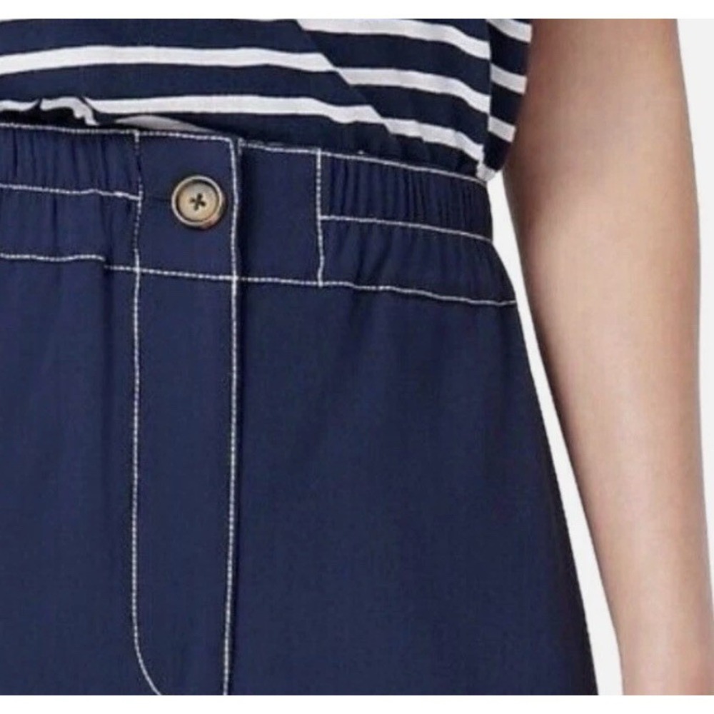 J.Crew Pull-on Crop Pant 365 Crepe Sailor Wide Leg Navy Blue Coastal Size 10 - Picture 2 of 10